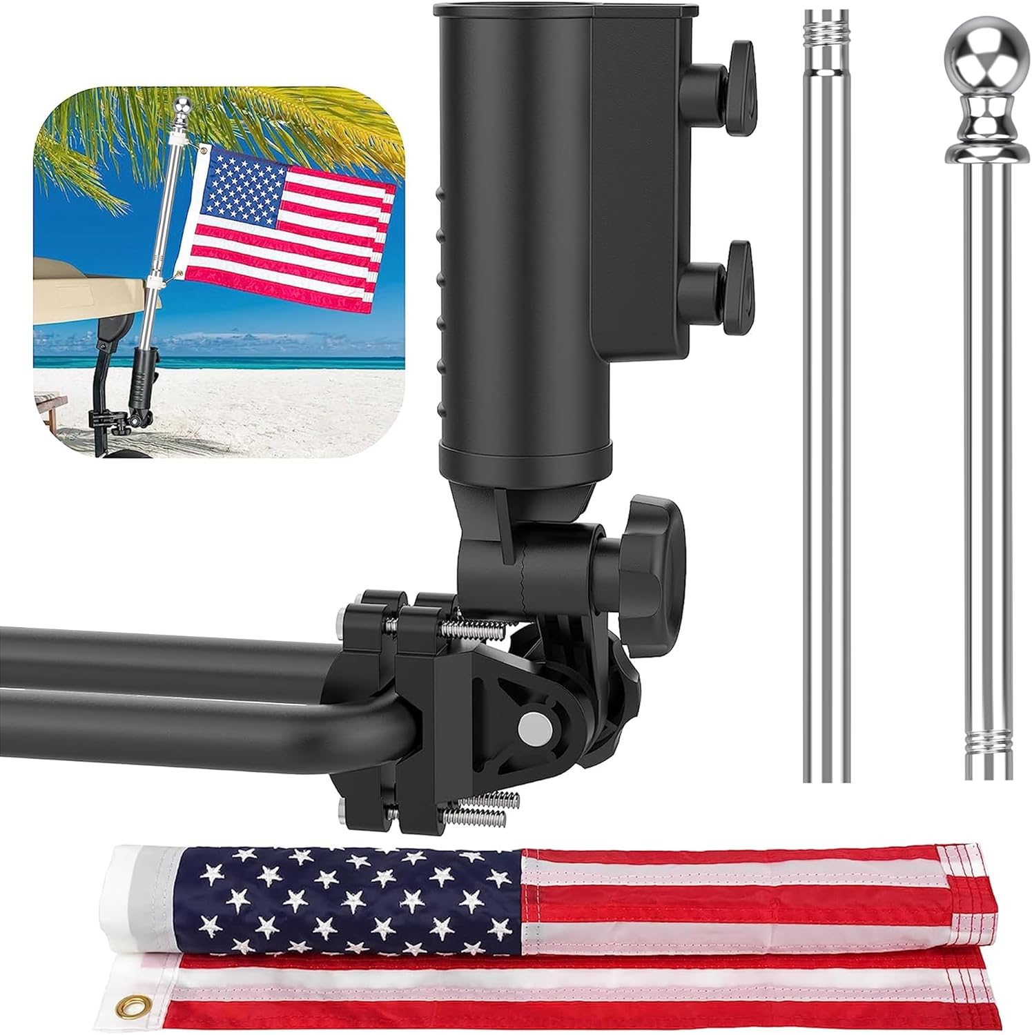 Kit de soporte de paraguas para carrito de golf, rotación de 180 grados, ajuste universal para la mayoría de cochecitos, bicicleta, carrito de golf