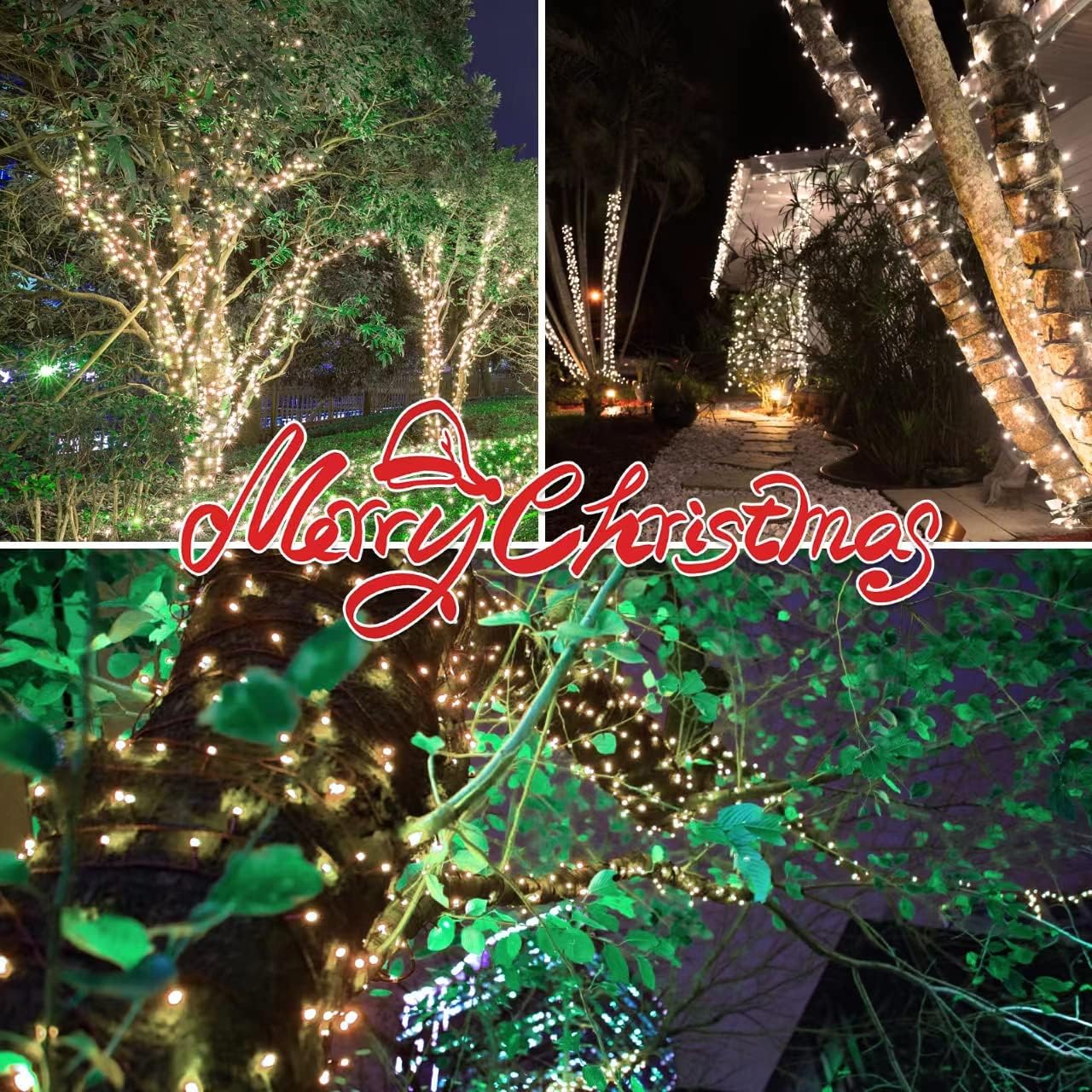 100 luces blancas cálidas, extrabrillantes con conectores finales, luces decorativas de Navidad, 19.6 ft, certificación UL, juego de mini luces