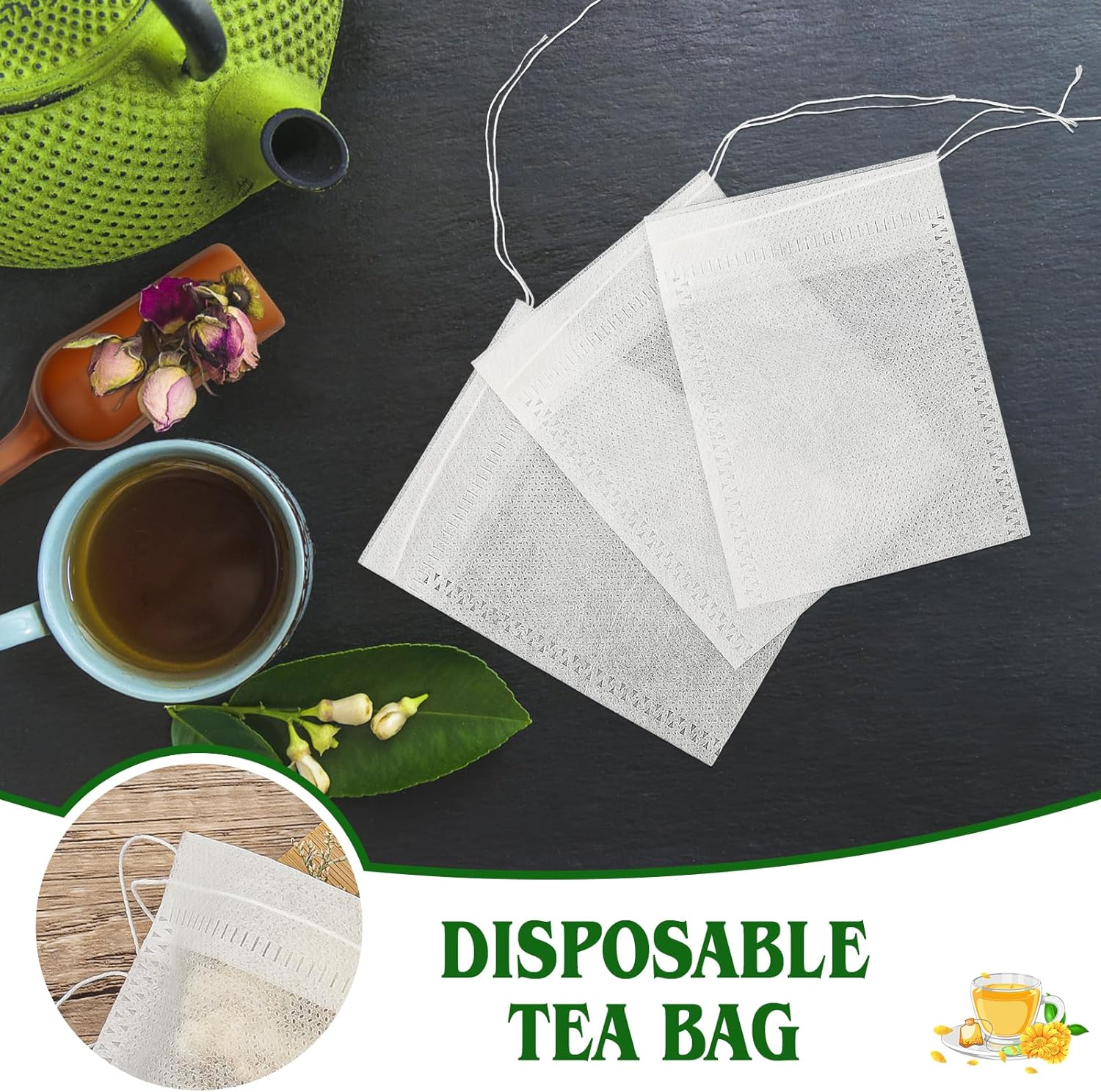 1400 bolsas de té para té de hojas sueltas, desechables, bolsas de filtro de té vacías, infusor de té natural sin blanquear con cordón, bolsas de