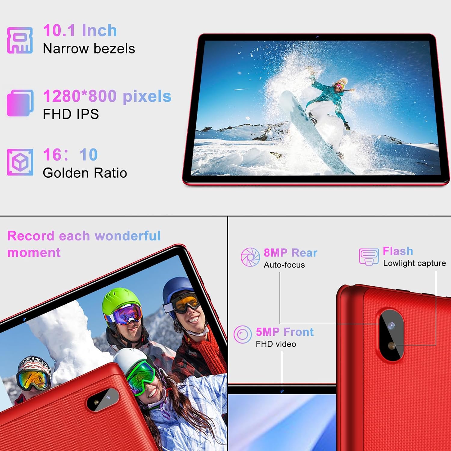 2024 Newest Tablet Android 13 Tablet 10 inch Octa-Core 2.0 GHz with 12GB RAM 128GB ROM, 5G WiFi, 6000mAh, HD IPS Touchscreen, Bluetooth 5.0, 1280 *