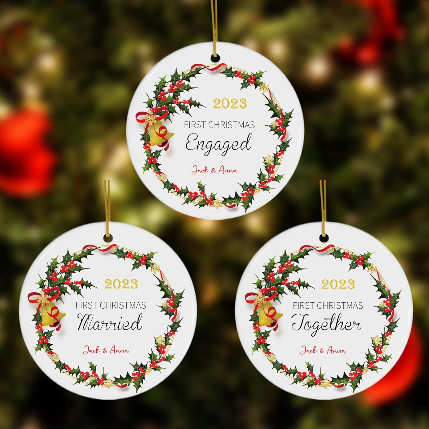 Adorno personalizado para pareja comprometida 2023, primera Navidad para casados juntos comprometidos, adornos de Navidad personalizados, idea,