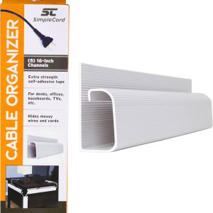 Simple Cord – Kit de cubierta para organización de cables, organizador de cables de escritorio estilo J con 5 canales blancos Simple Cord – Kit de cubierta para organización de cables, organizador de cables de escritorio estilo J con 5 canales blancos