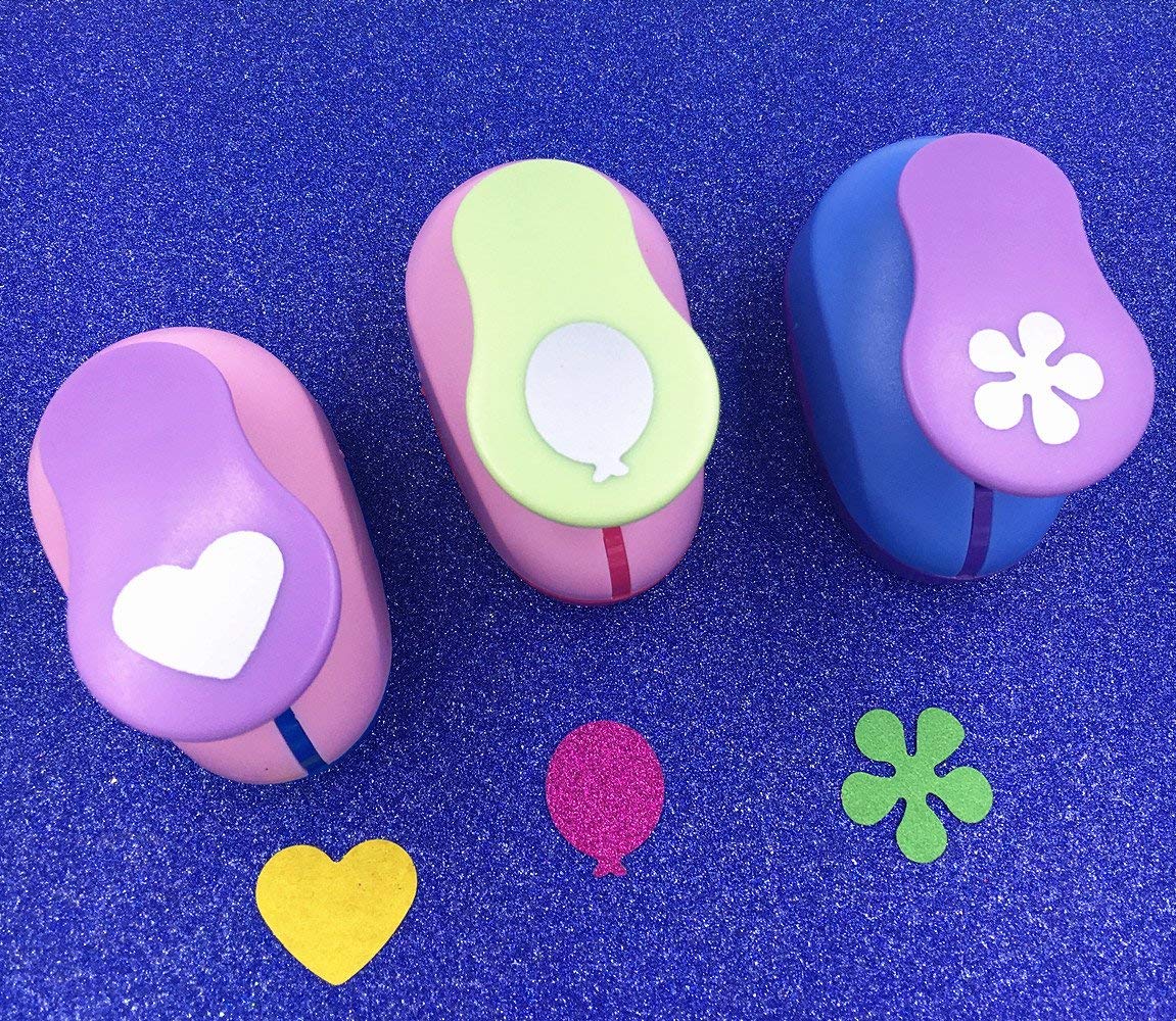 TECH-P – Paquete de 3 perforadores de papel de prensa a mano, tarjeta de álbum de recortes, grabado para niños, perforadora de agujeros, globo y
