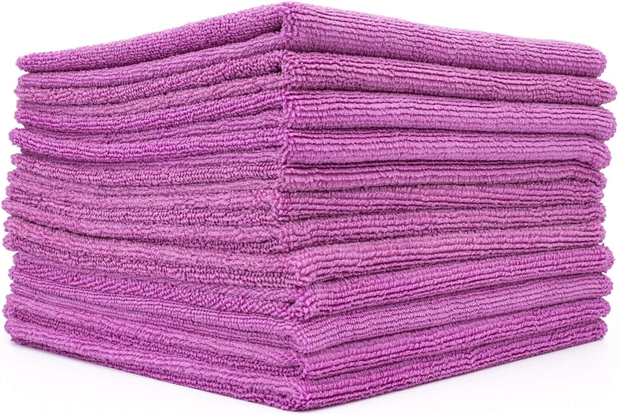 (Paquete de 12) 16″ x 16″ toallas de limpieza de microfibra de grado comercial para usos múltiples, altamente absorbentes, sin pelusa, sin manchas,