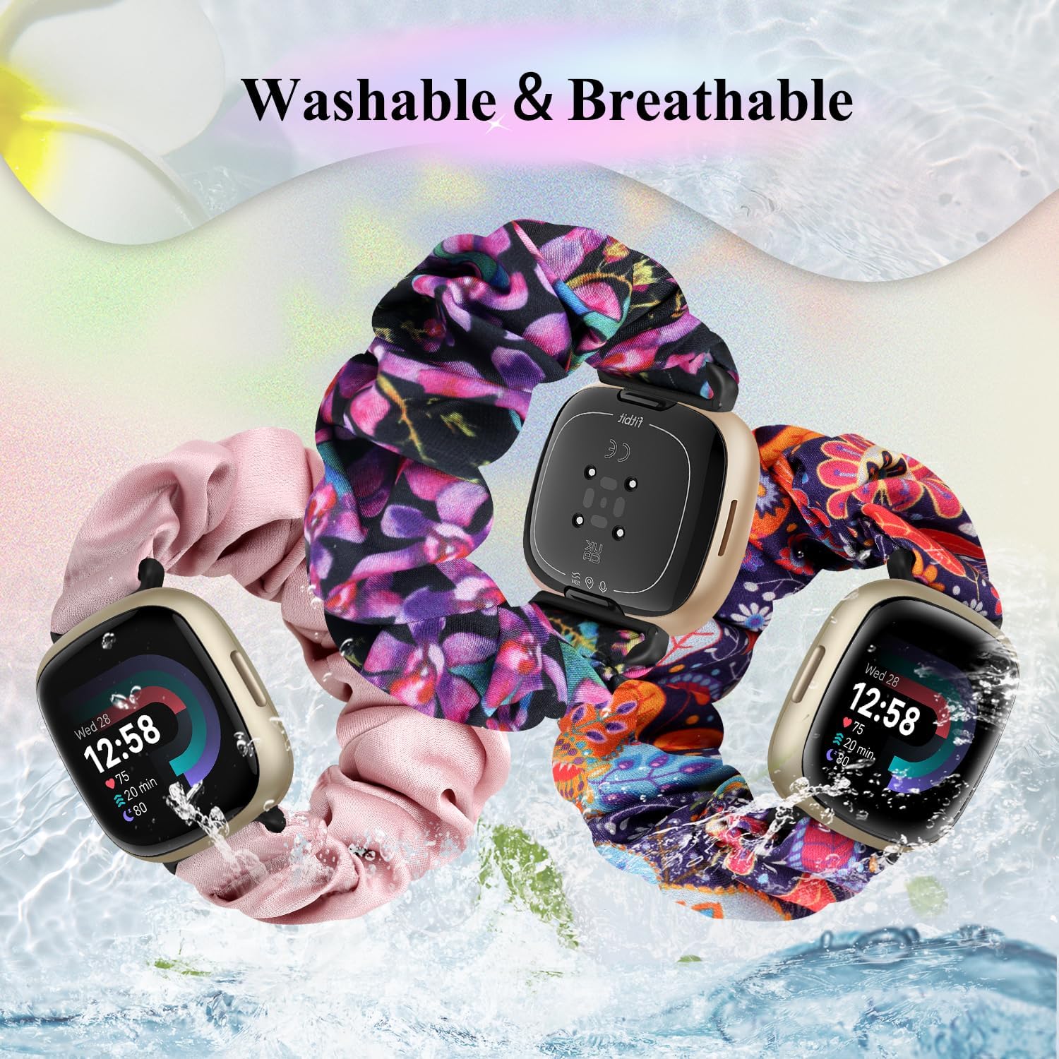 Banda elástica de nailon compatible con Fitbit Versa 3Fitbit Versa 4Fitbit SenseSense 2 bandas para mujeres y hombres, correa deportiva elástica
