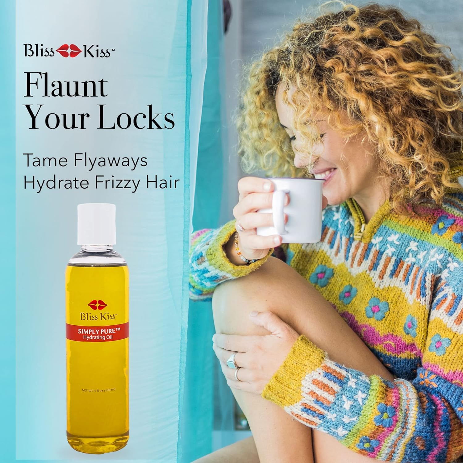 Bliss Kiss Sin fragancias  Aceite hidratante Simply Pure – Botella de 4 onzas con vitamina E y jojoba en uñas, cutículas, piel y cabello – Mejor