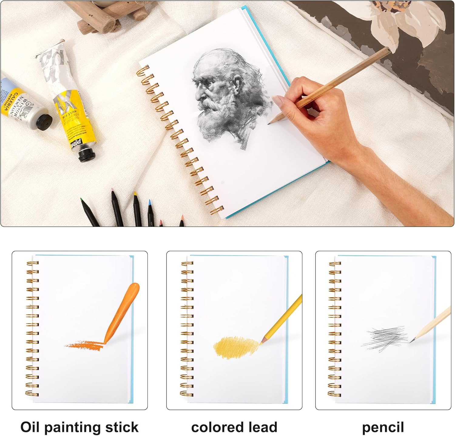 Yoment Cuaderno de bocetos de 5.5 x 8.5 pulgadas para dibujar pequeño en espiral para niños, cuaderno de bocetos de tapa dura (68 libras3.53 ozm),