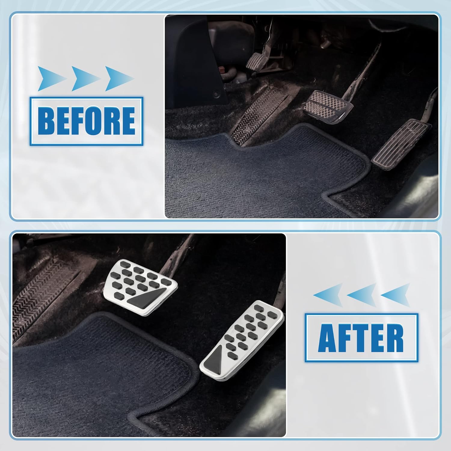 A ABSOPRO Cubierta de pedal de freno de gas antideslizante para Jeep Wrangler JL 2018-2023 Gladiator JT 2020-2022 acero inoxidable tono plateado