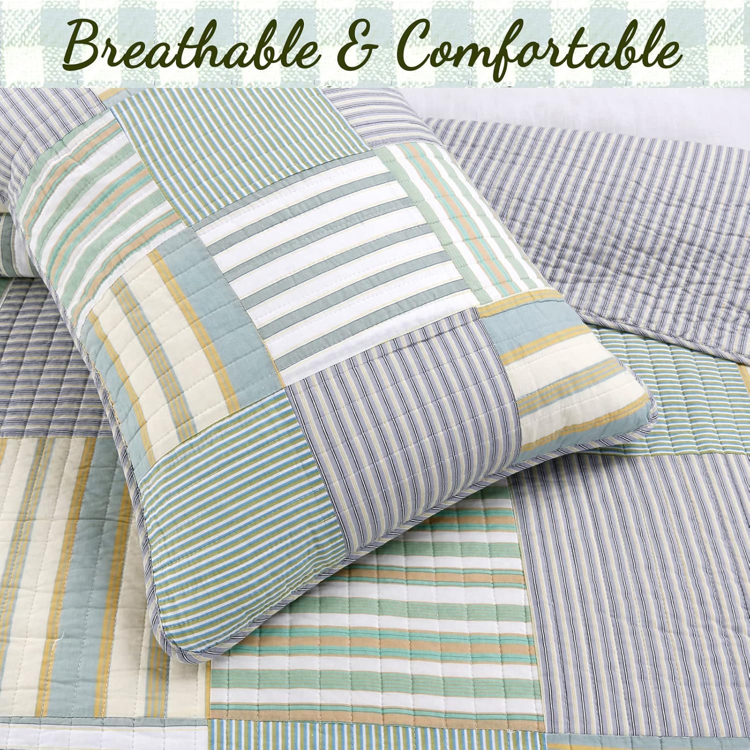 Cozy Line Home Fashions Daniel Denim – Juego de ropa de cama reversible de algodón a cuadros azules