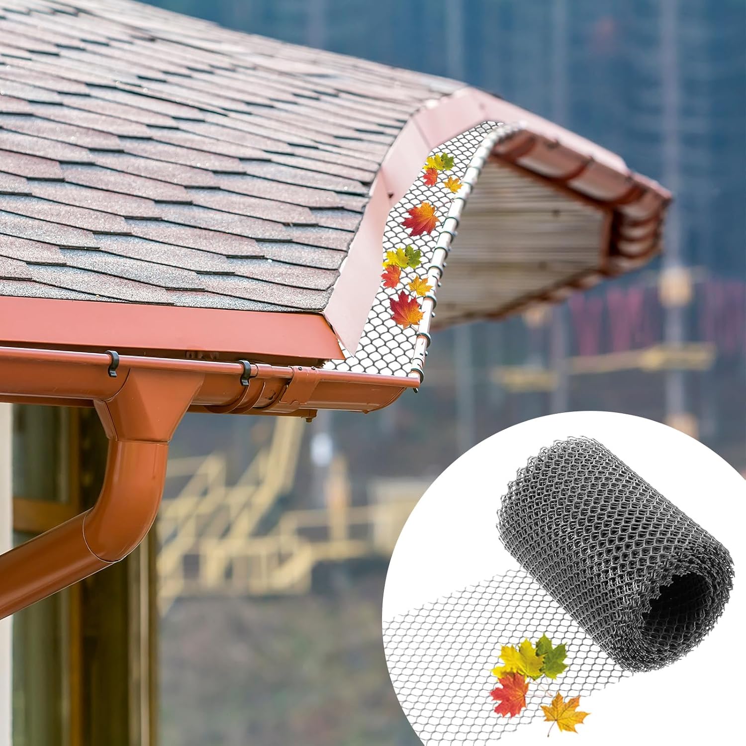 4 rollos de protectores de canaleta de plástico, rollos de malla, cubiertas de canalón, filtro de bricolaje, malla de protección de canaleta con 40