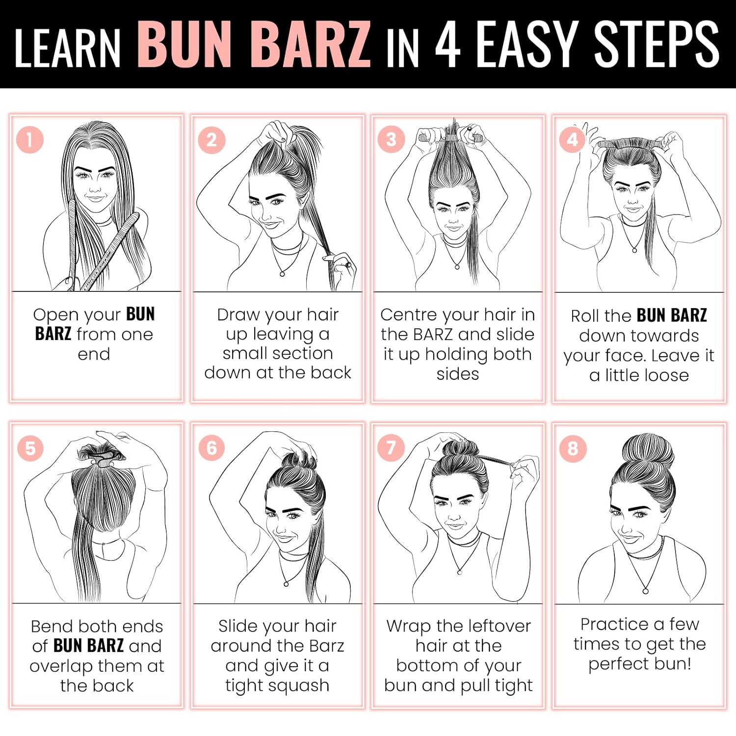 PONY-O BUN BARZ – Soporte para cola de caballo, paquete de 2 unidades, original patentado y sin daños, para hacer moños de cabello, accesorio