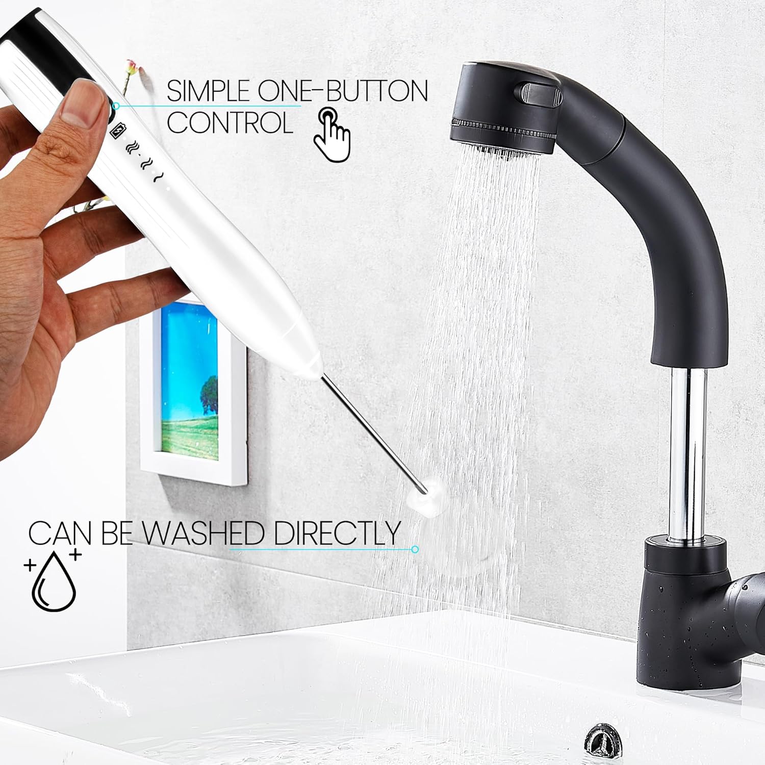 Espumador de leche de mano USB-C recargable mezclador de espuma de bebida eléctrico con 2 cabezales, 1 soporte, 3 velocidades ajustables, mini