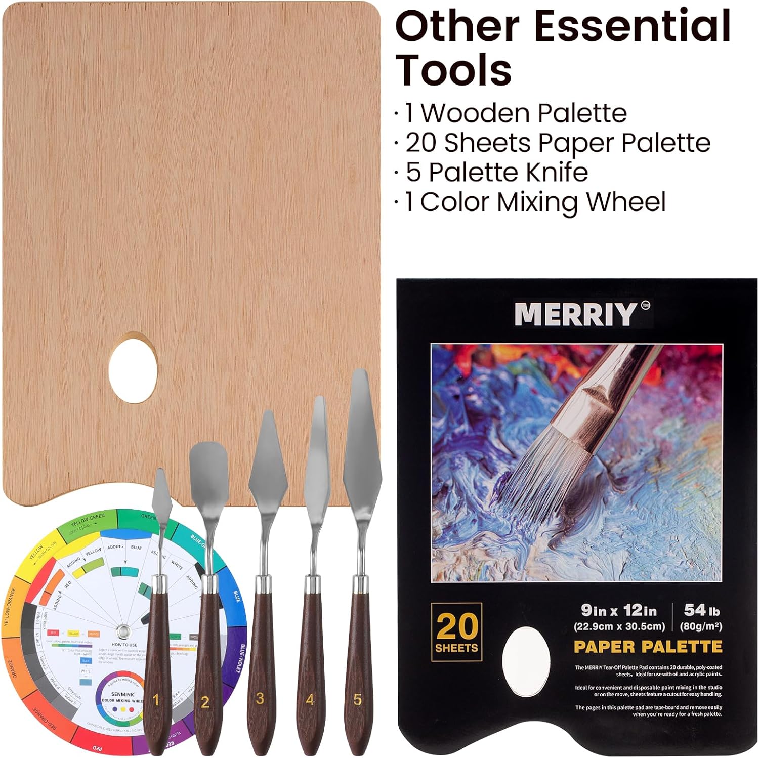 MERRIY Juego de pintura acrílica de 80 piezas, kit de suministros de pintura para artistas con caballete de caja de bocetos de mesa, pinturas