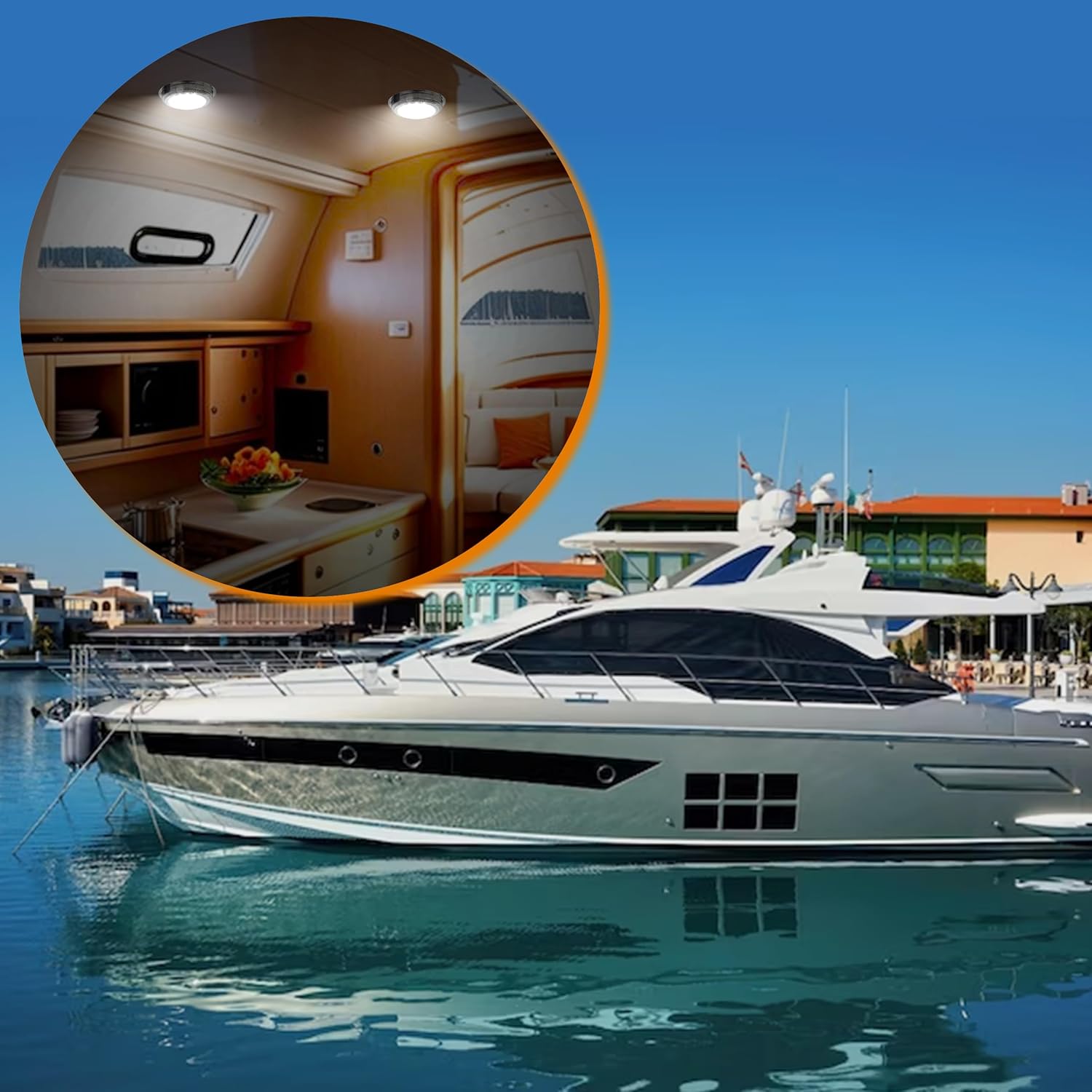 Luz de cúpula de barco marino de 12 V, luces LED para barco interior con interruptor de palanca, luz LED de cabina de barco con montaje en