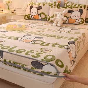 Sábana bajera lavable a máquina, tamaño Queen, de forro polar coral grueso, de dibujos animados, sábana bajera de terciopelo de felpa suave, para Sábana bajera lavable a máquina, tamaño Queen, de forro polar coral grueso, de dibujos animados, sábana bajera de terciopelo de felpa suave, para