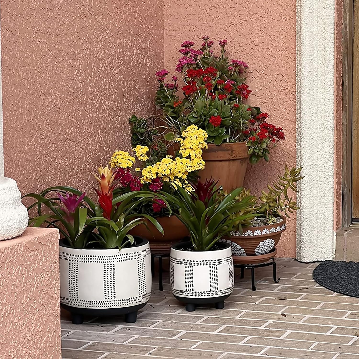Paquete de 5 soportes de metal para múltiples plantas, soportes resistentes para macetas para plantas de interior y exterior, estante redondo de