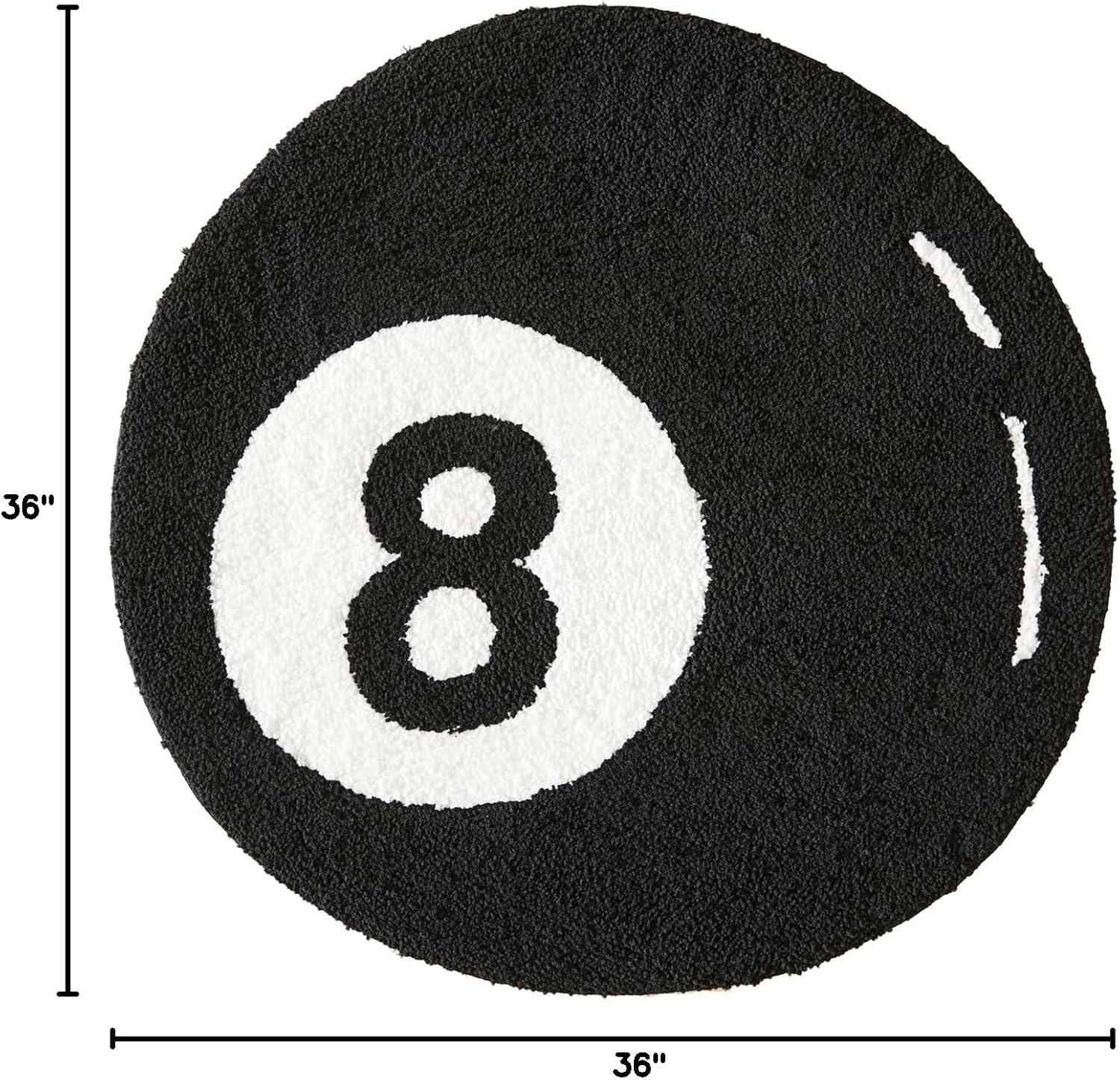 Estmy Alfombra de baño redonda negra de 8 bolas de 2 pies, antideslizante, lavable, bonita, única, fresca, divertida, redonda en blanco y negro,
