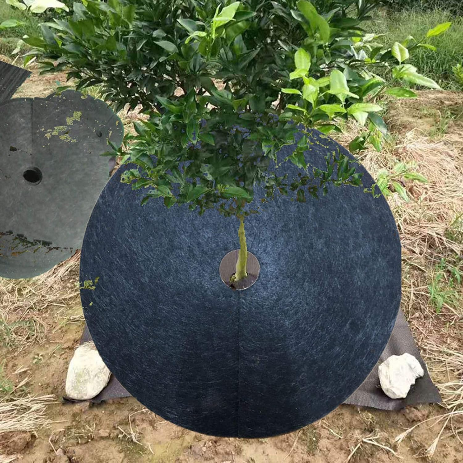 RESOYE Tapetes de protección para árboles, 24 piezas de 5.9 pulgadas, anillos de árbol negro para paisajismo, bloques de barrera de jardín,