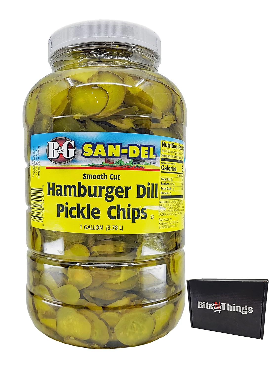 B&G San-Del – Chips de pepinillo para hamburguesas y eneldo de corte liso, 1 galón