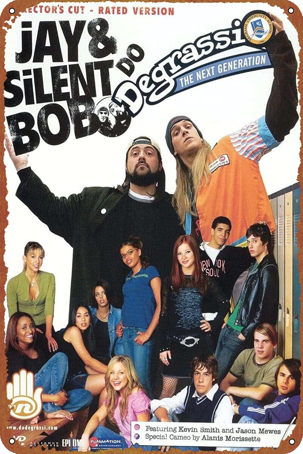 ZTLLFV Jay and Silent Bob Do Degrassi – Póster retro con logotipo de lata para restaurante, decoración de pared, puerta del hogar, jardín, tienda,
