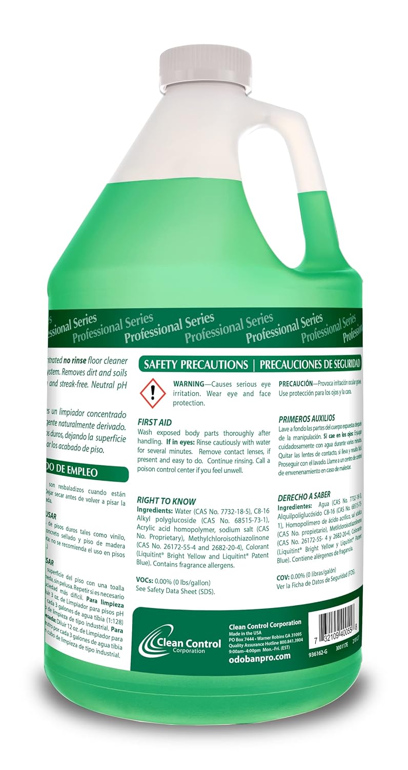 OdoBan Professional Series – Limpiador concentrado de pH neutro sin enjuague, 2 galones