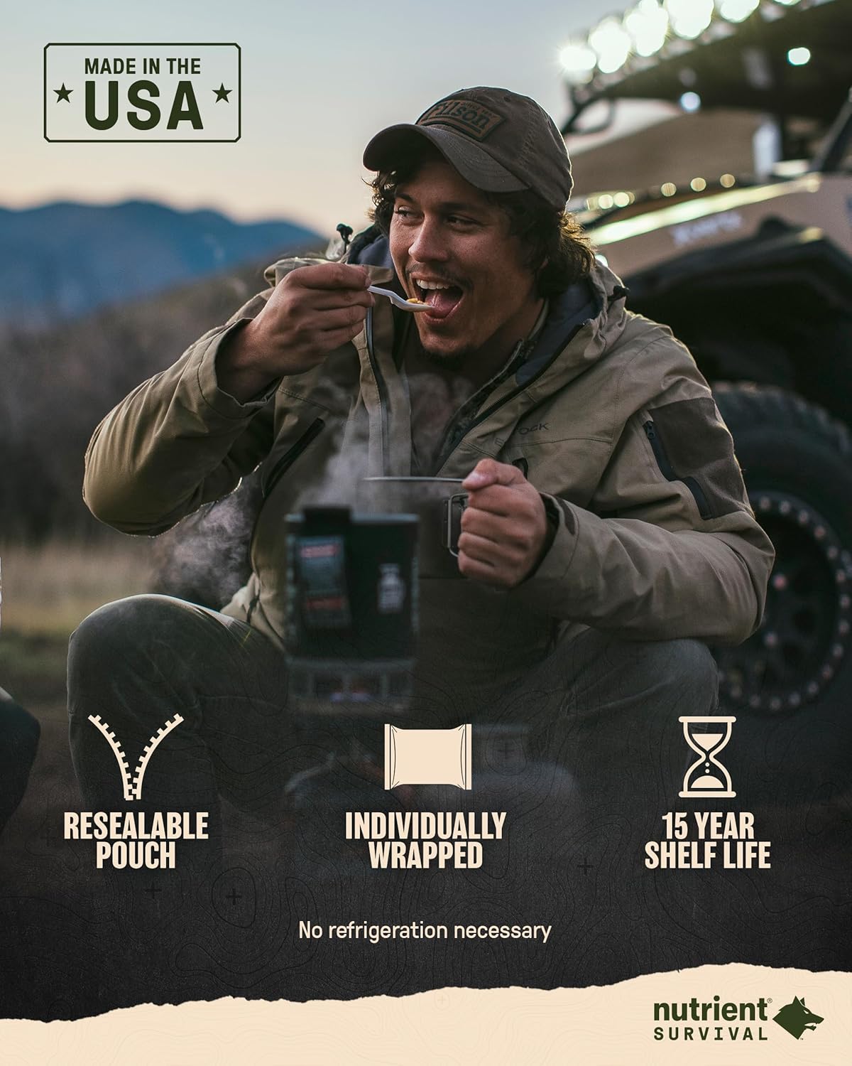 Nutrient Survival MRE Charlie Grab and Go Power Pack (8 porciones empaquetadas individualmente) comidas listas para comer, suministros de