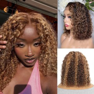 Peluca de cabello humano rizado con encaje frontal, color degradado, peluca rizada estilo Bob, pelucas de cabello humano ondulado profundo, pelucas Peluca de cabello humano rizado con encaje frontal, color degradado, peluca rizada estilo Bob, pelucas de cabello humano ondulado profundo, pelucas