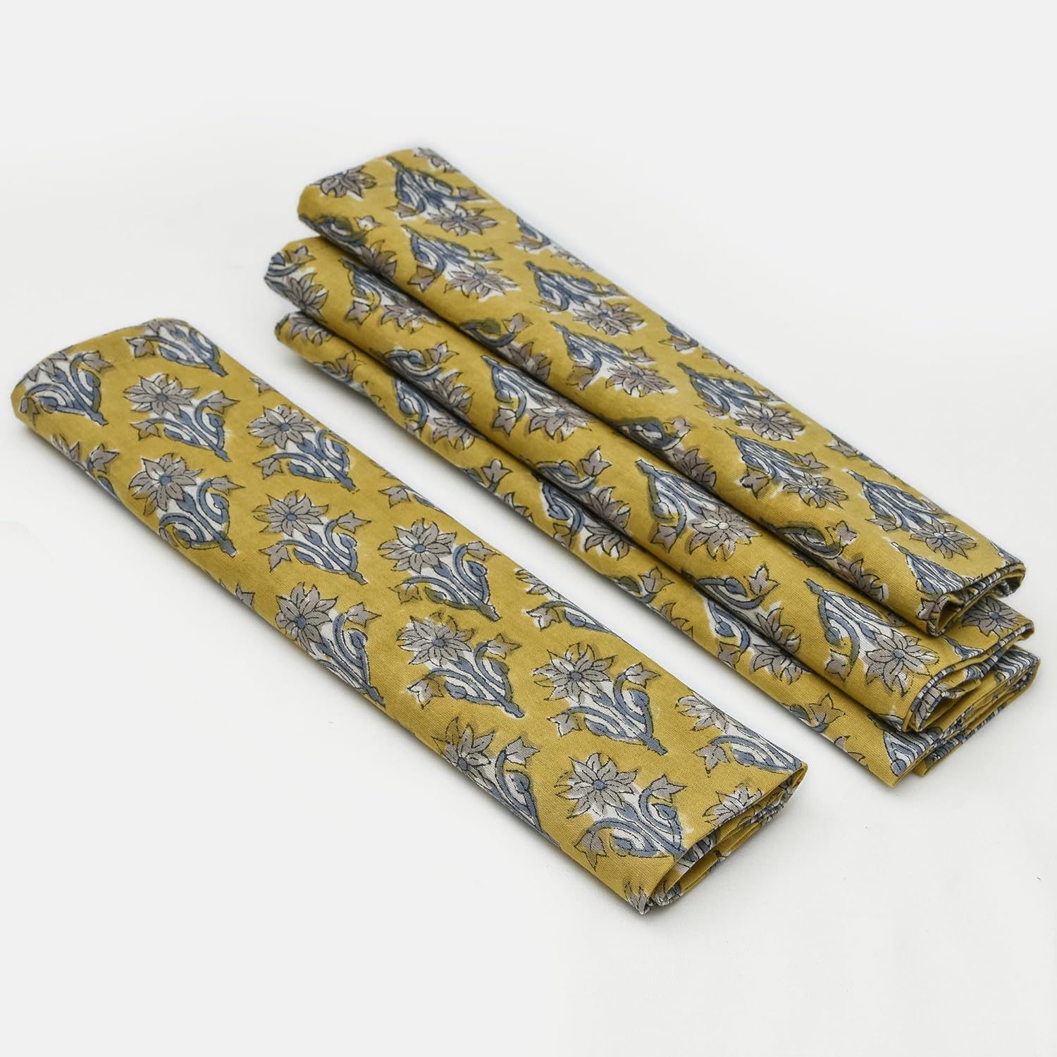 Set of 4 Cloth Napkins, Hand Block Printed Napkins, 20×20 Inch Washable Dinner Napkins, Kitchen Towel Dinner Table Reusable Indian Napkins, Wedding
