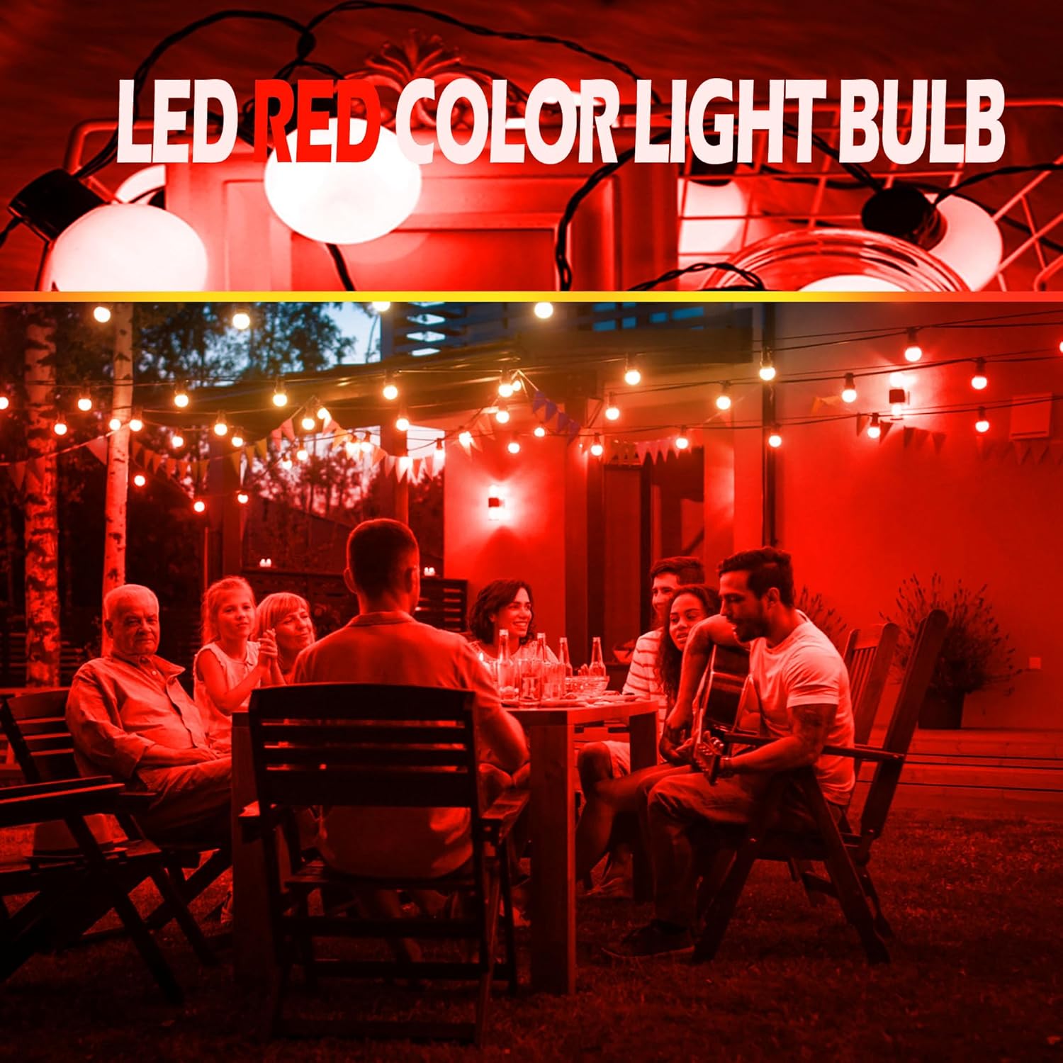 Bombilla LED roja, bombillas LED G45 de Navidad, equivalentes a bombillas de tocador de colores de 15 W, luces rojas de 1 W de bajo vatio, base E26