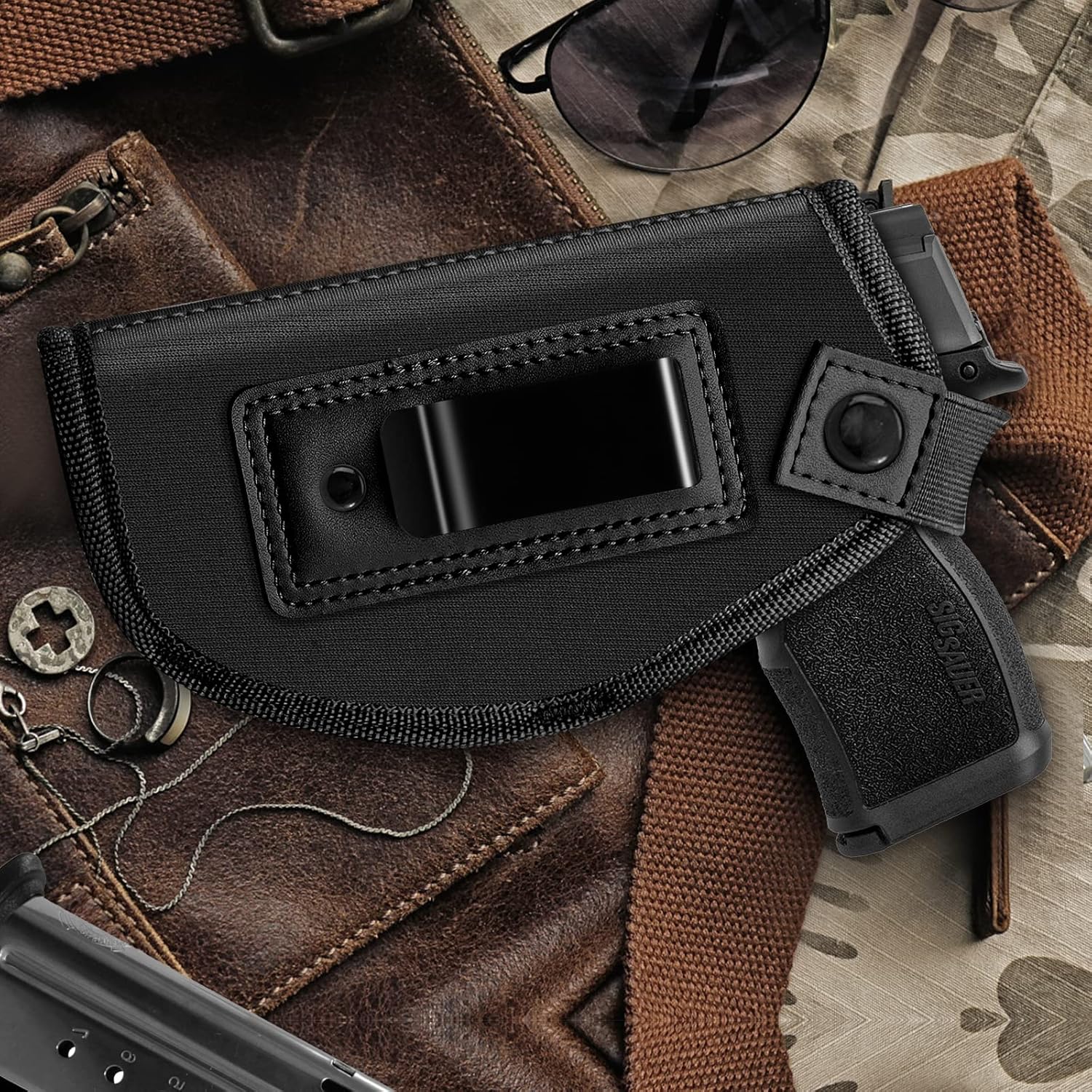 Concealed Carry Holster, Gun Holster for Men and Women, Universal IWB Holsters for Pistols Right and Left Hand, Fits Glock 17 19 26 27 42 43 S&W M&P