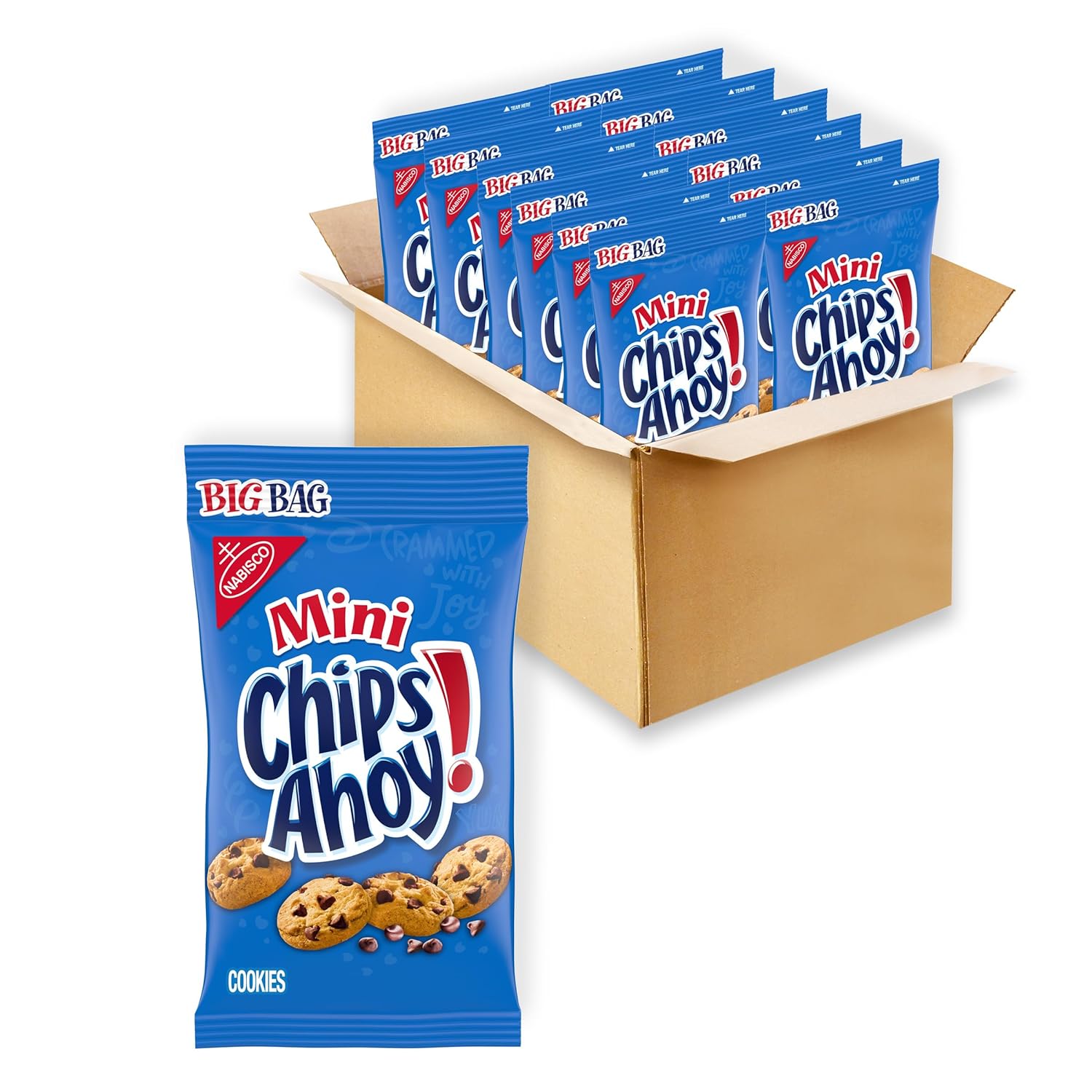 CHIPS AHOY! Mini galletas con chispas de chocolate originales, 12 bolsas grandes de 3 onzas