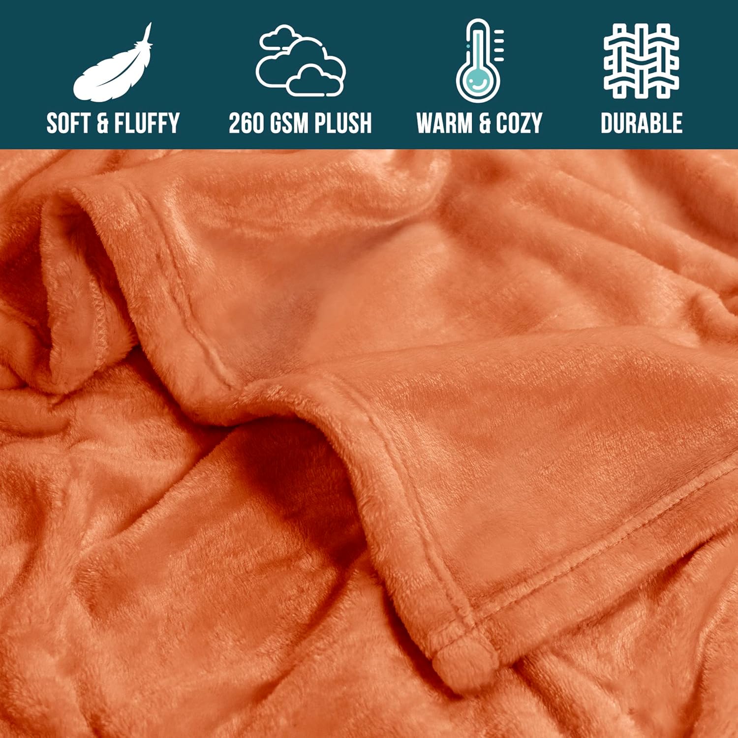 PAVILIA Manta de forro polar naranja para sofá, manta de franela suave y mullida de otoño para sofá, manta de cama de microfibra de felpa de lujo,
