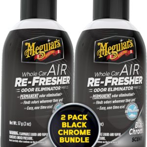 Meguiar’s Refrescante de aire para todo el automóvil, eliminador de olores en espray elimina los olores fuertes de los vehículos, aroma de cromo Meguiar’s Refrescante de aire para todo el automóvil, eliminador de olores en espray elimina los olores fuertes de los vehículos, aroma de cromo