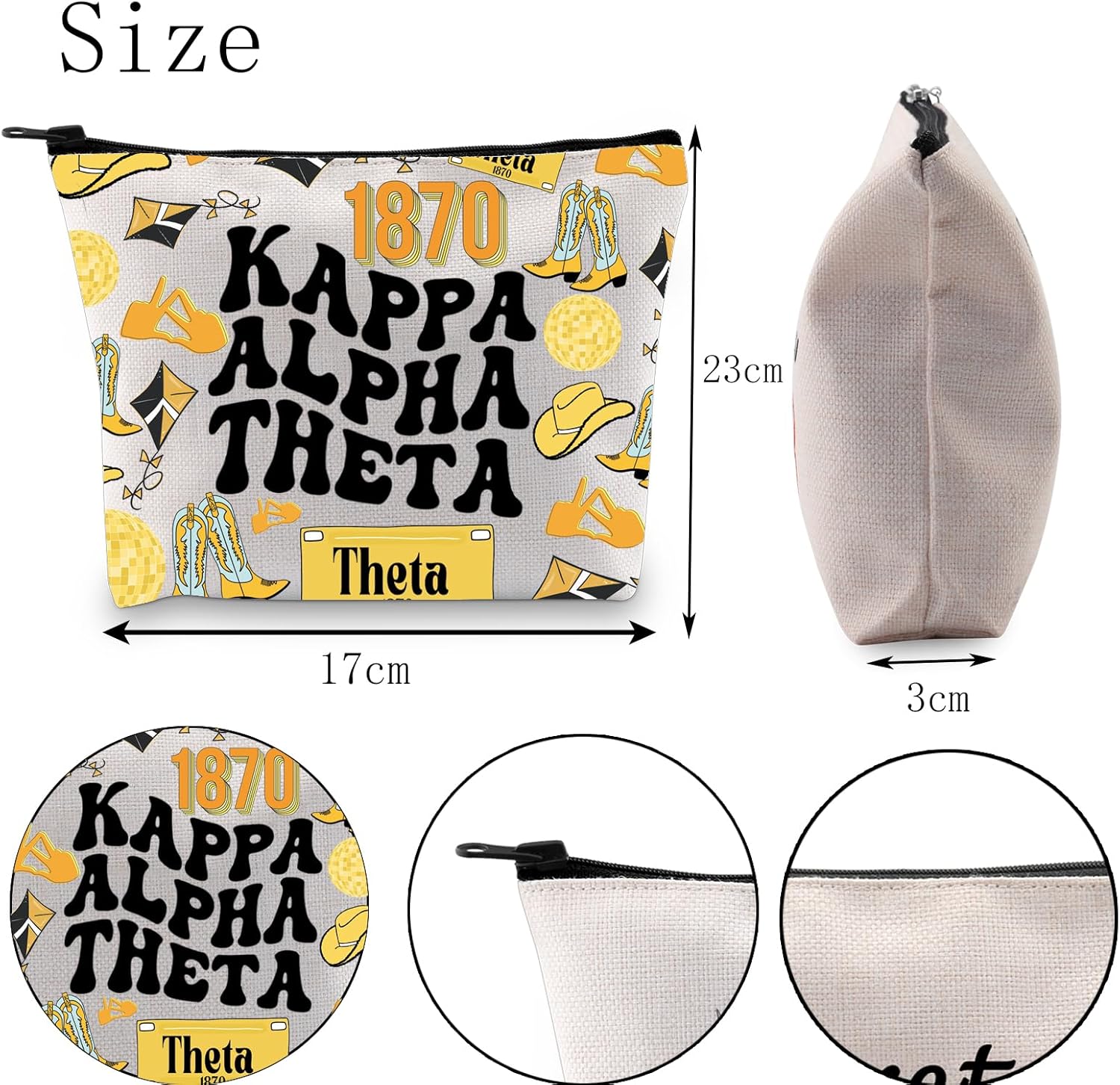 POFULL Theta Letras Griegas Regalo Hermandad Bolsa Cosmética Theta Regalo Parafernalia Griega