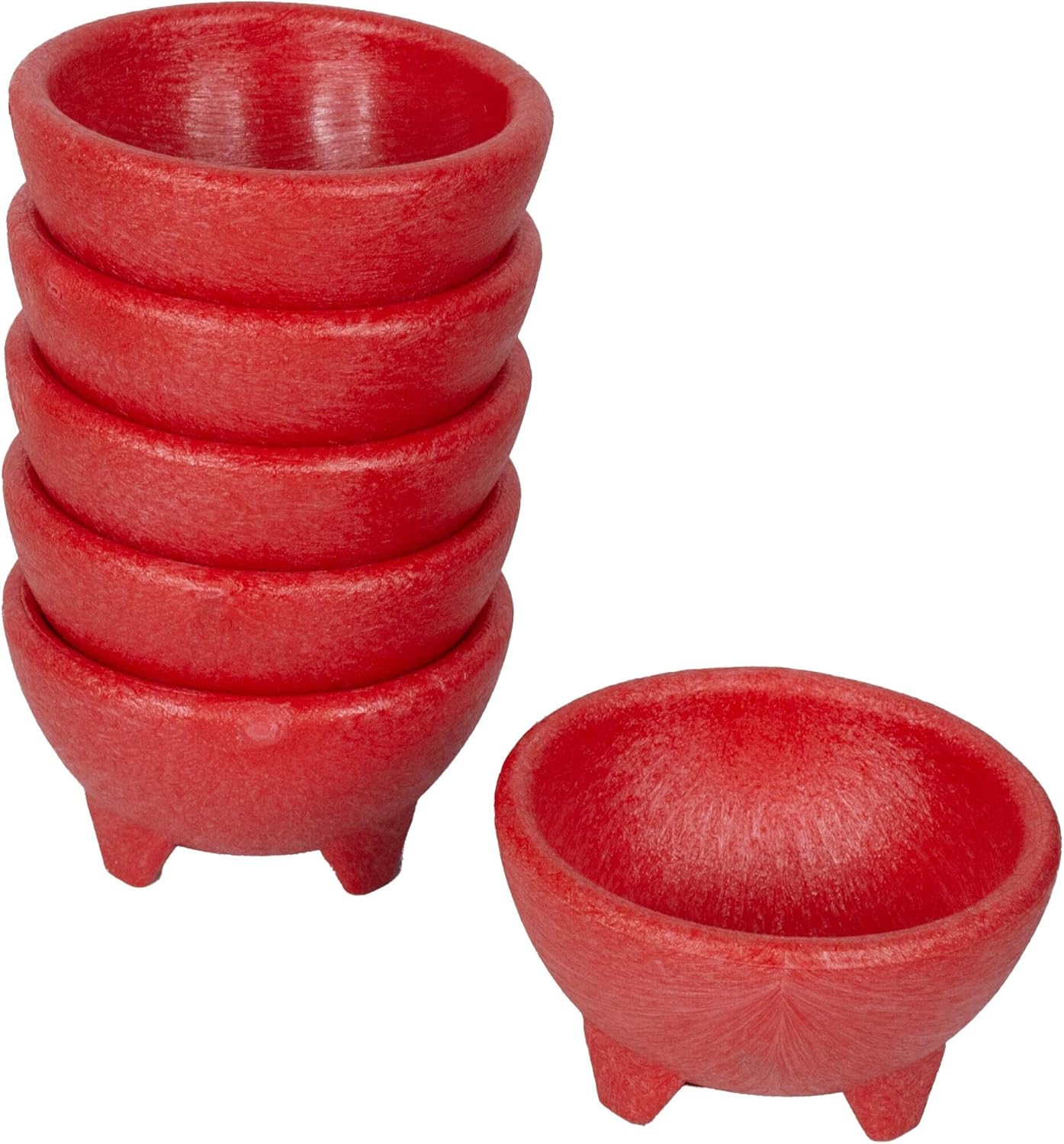 Ipsumware Mesarte – Tazón de salsa molcajete roja de 10 onzas (paquete de 6)  Para papas fritas, salsas y aperitivos  Fabricado en Estados Unidos