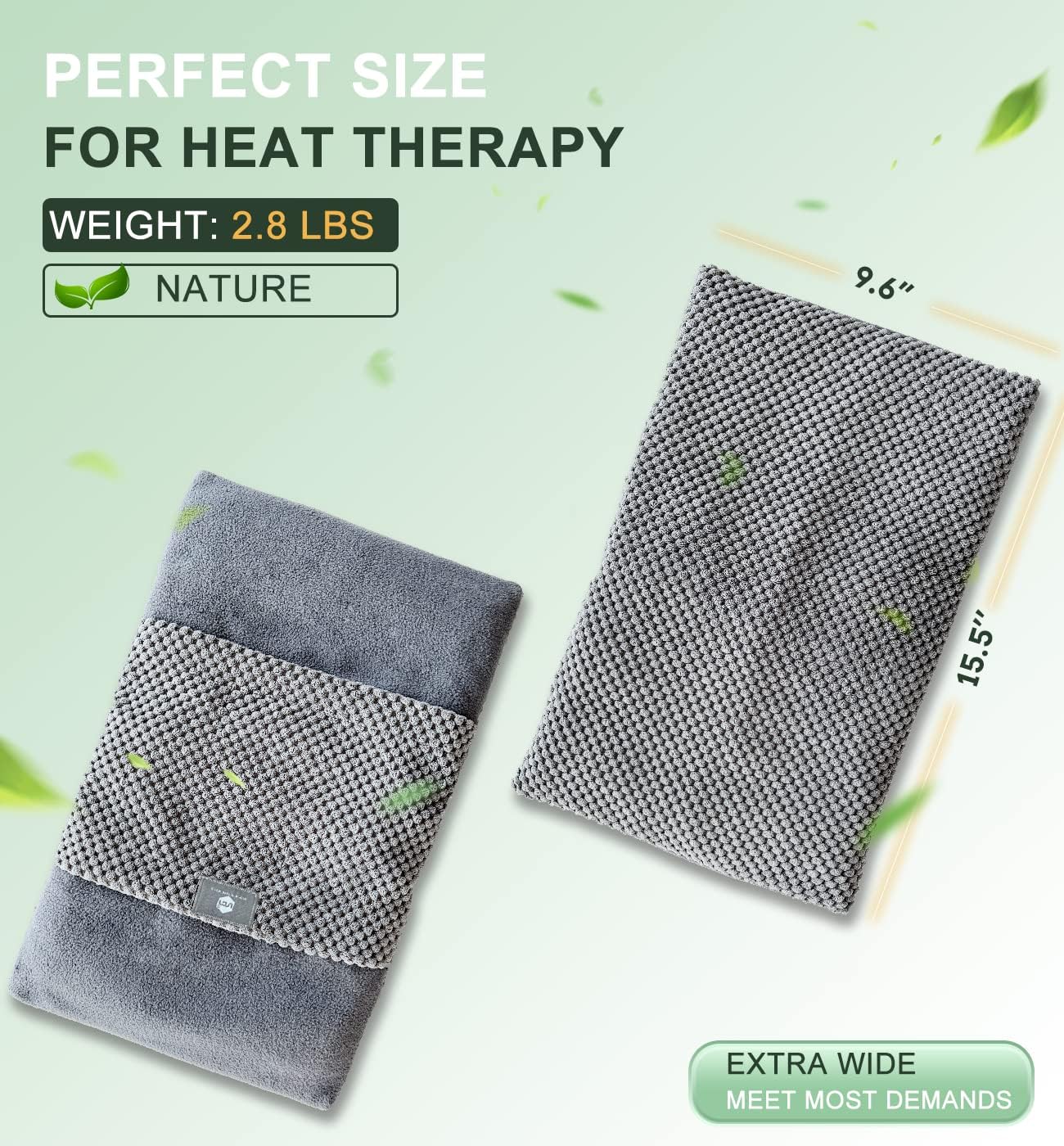 UNCN Almohadilla térmica ancha para microondas con funda lavable de 9 x 15 pulgadas, almohadilla caliente para microondas para cuello, hombros,