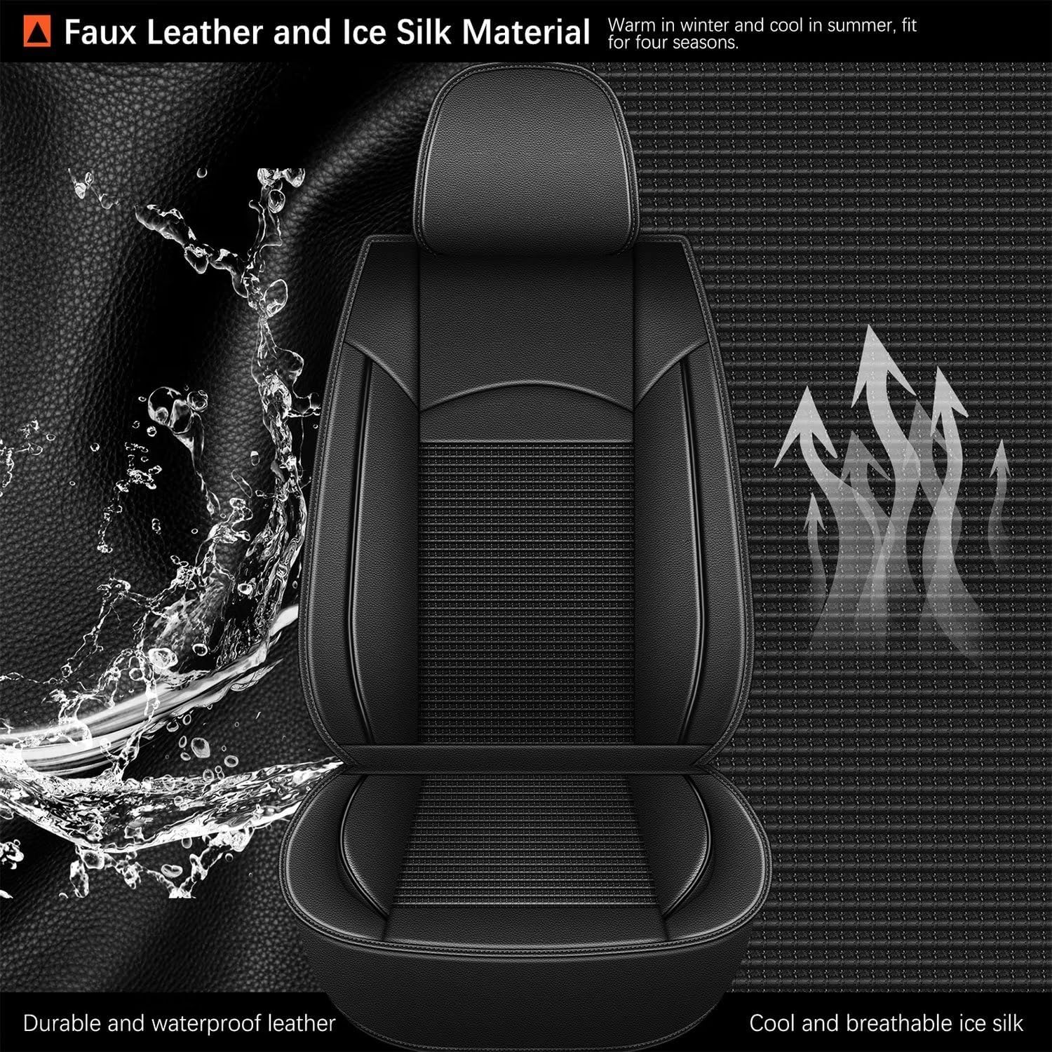 2 fundas de asiento delantero de automóvil para Mazda CX30 2020-2024, de piel de seda de hielo, transpirable, impermeable, compatible con bolsa de