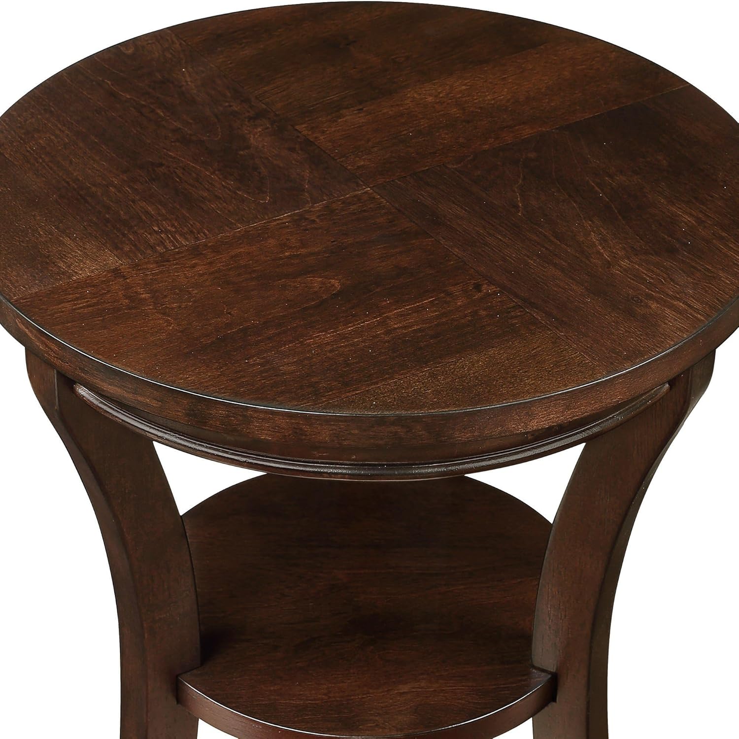 YWUFUART Mesa auxiliar redonda de madera vintage de 16 pulgadas para dormitorio, sala de estar, hogar (espresso)