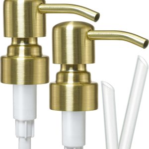 JASAI Paquete de 2 bombas de jabón Royal Golded de repuesto para dispensador de jabón de boca regular, bomba de jabón duradera de acero inoxidable JASAI Paquete de 2 bombas de jabón Royal Golded de repuesto para dispensador de jabón de boca regular, bomba de jabón duradera de acero inoxidable