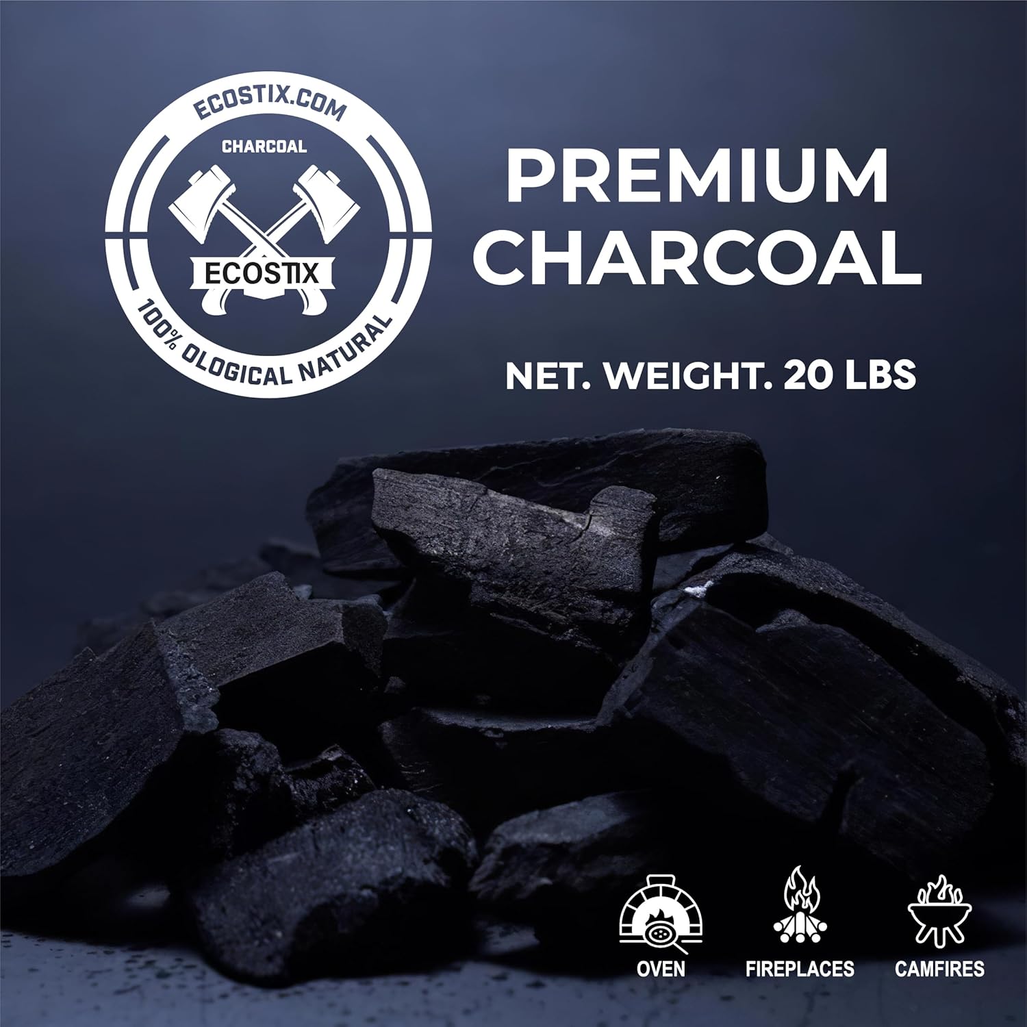 Carbón de leña dura 100% totalmente natural, súper premium, quema más caliente, más largo y limpio, trozos grandes, calidad de restaurante, 20 libras