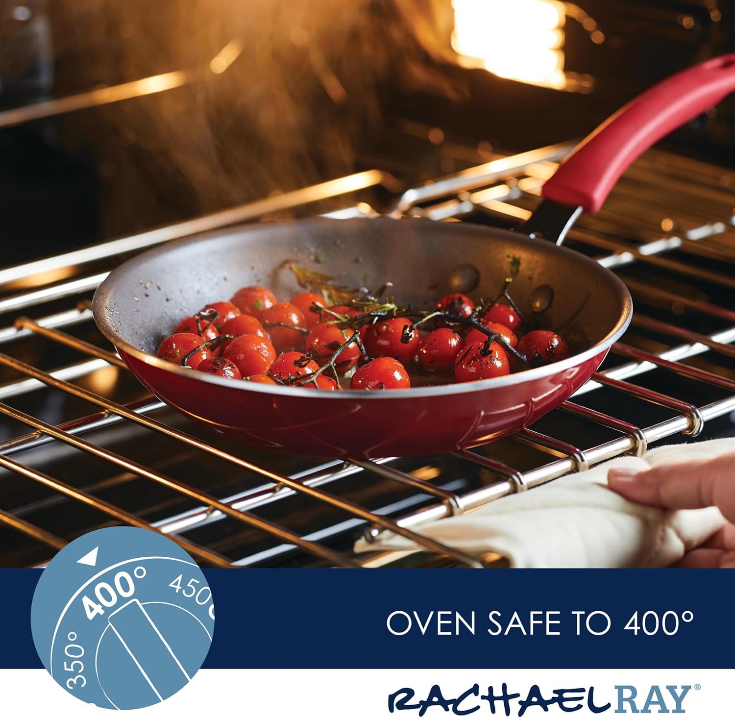 Rachael Ray Cook + Create – Sartén antiadherente, 10 pulgadas, color rojo