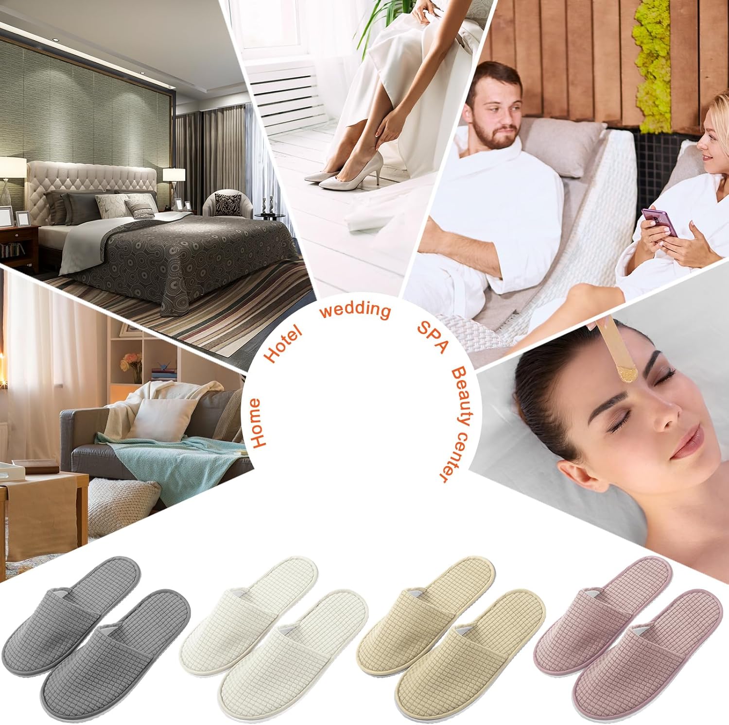 Geyoga 12 pares de pantuflas de casa para invitados, antideslizantes, desechables, para viajes, lavables, reutilizables, para hotel, dama de honor,