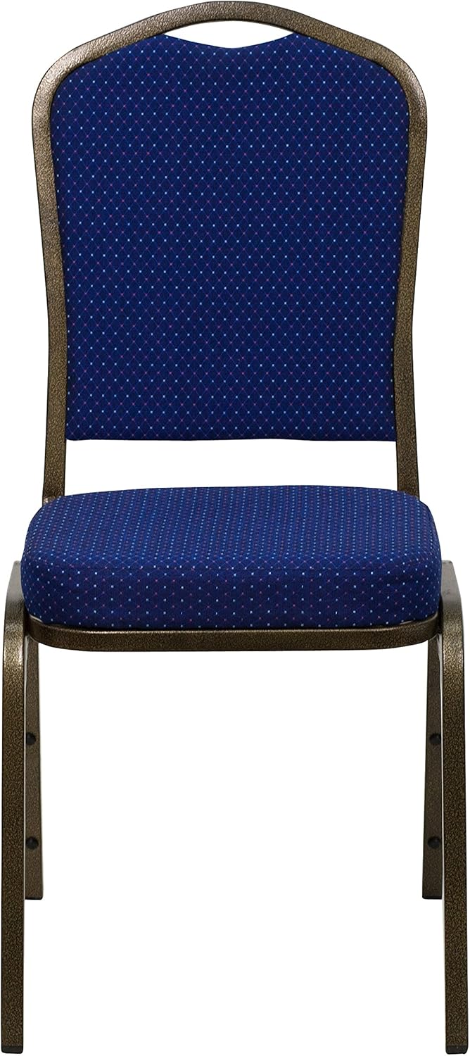 BizChair Silla de banquete de la parte posterior de la corona, tela azul marinomarco de la vena del oro