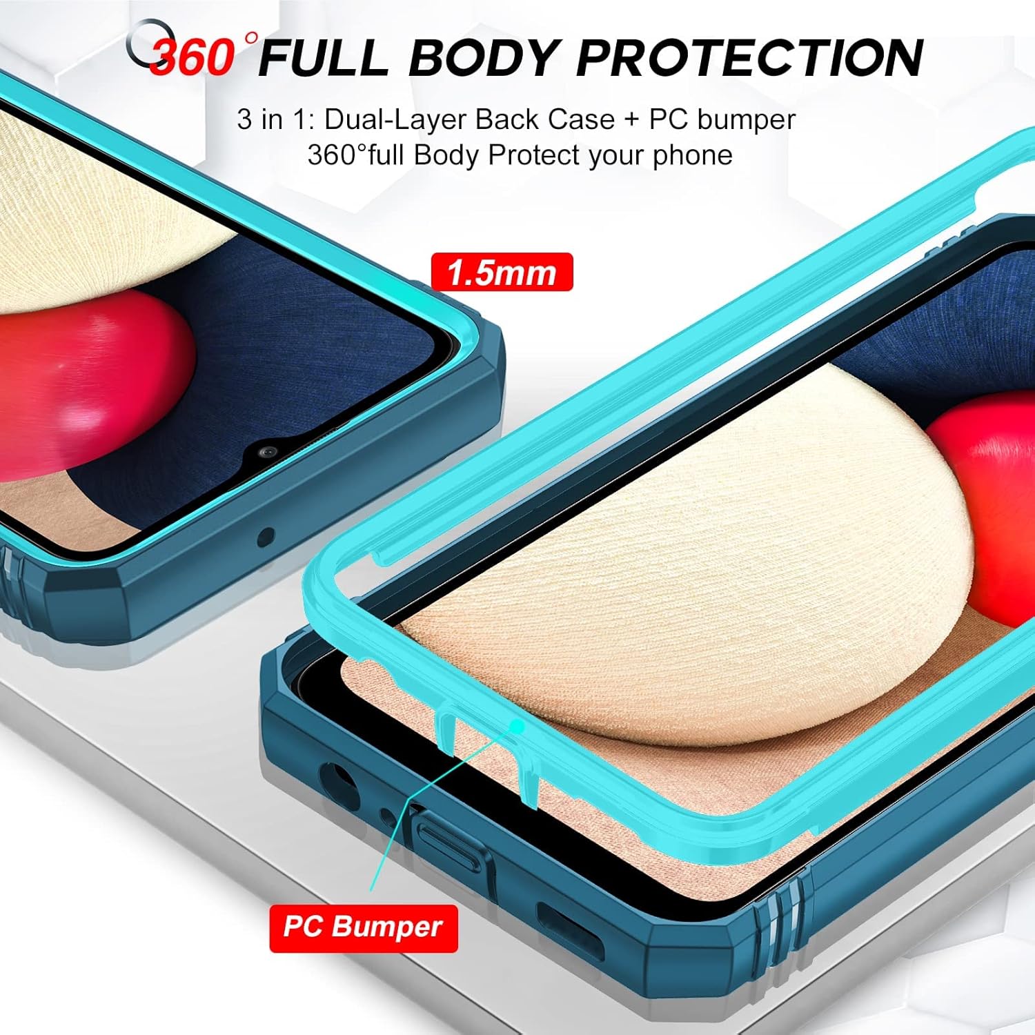 LeYi Funda para teléfono Samsung A02S funda para teléfono A02S con cubierta deslizante para cámara + 2 paquetes protector de pantalla, funda de