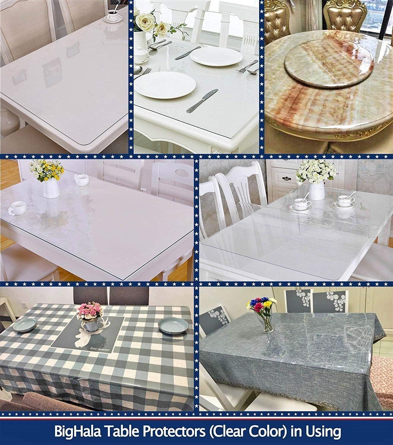 BigHala Protector de mesa de madera para muebles, manteles de plástico transparente lavable, funda protectora para escritorio, vinilo de PVC,