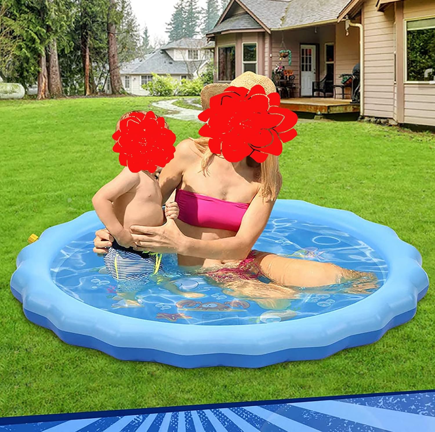 Tapete inflable 3 en 1 para jugar con salpicaduras de verano al aire libre, juguetes de agua, tapete antideslizante para niños y perros, tapete de