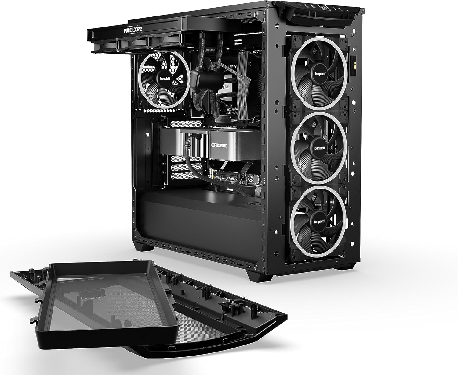 be quiet! Shadow Base 800 FX – ARGB – 4 ventiladores PWM de 5.512 in de alas ligeras – Carcasa para juegos de PC de torre media – Radiadores de