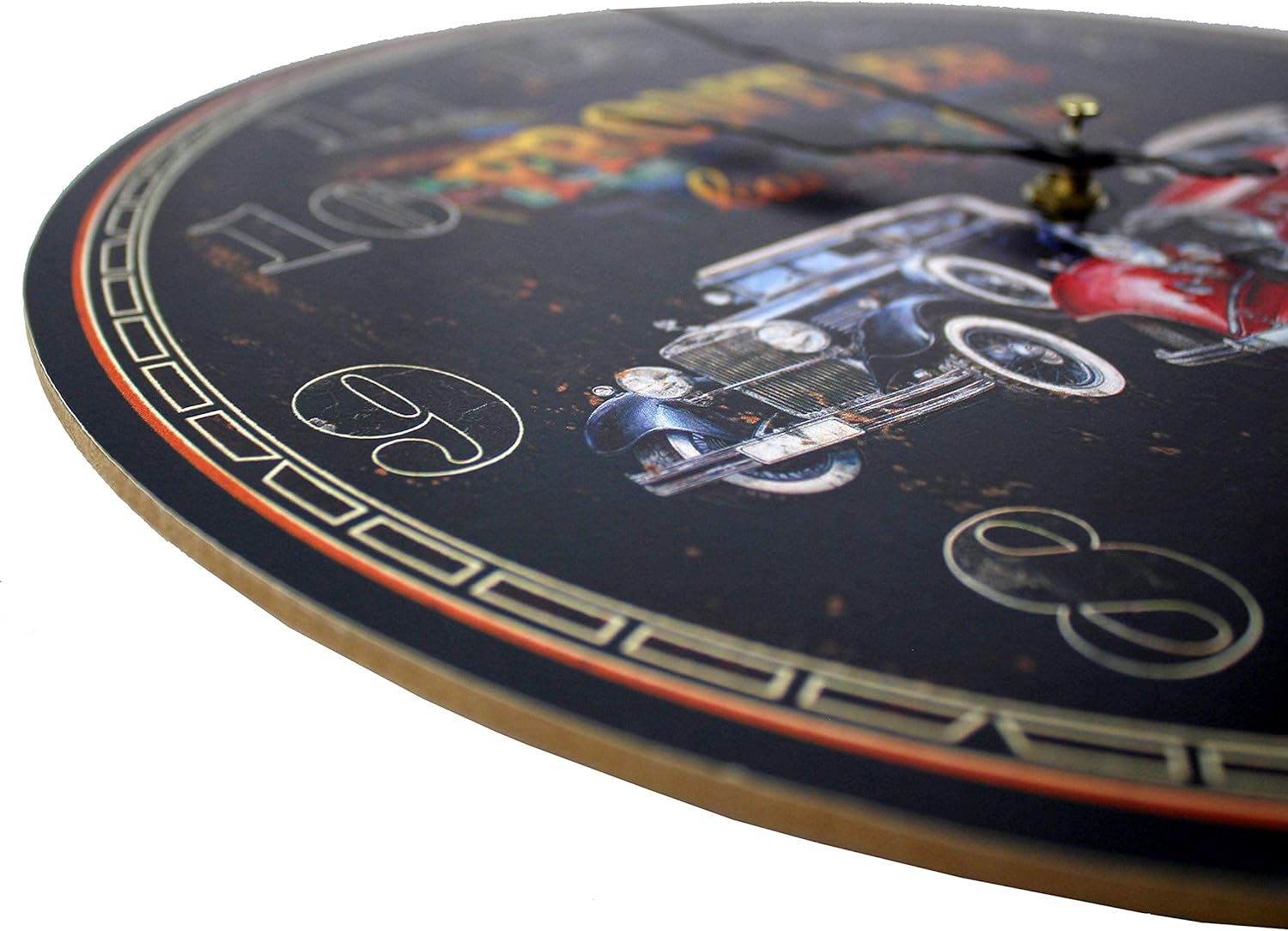 Reloj de pared redondo con temática de garaje de 13 pulgadas, decoración para amantes de los automóviles, coleccionistas de automóviles (autos