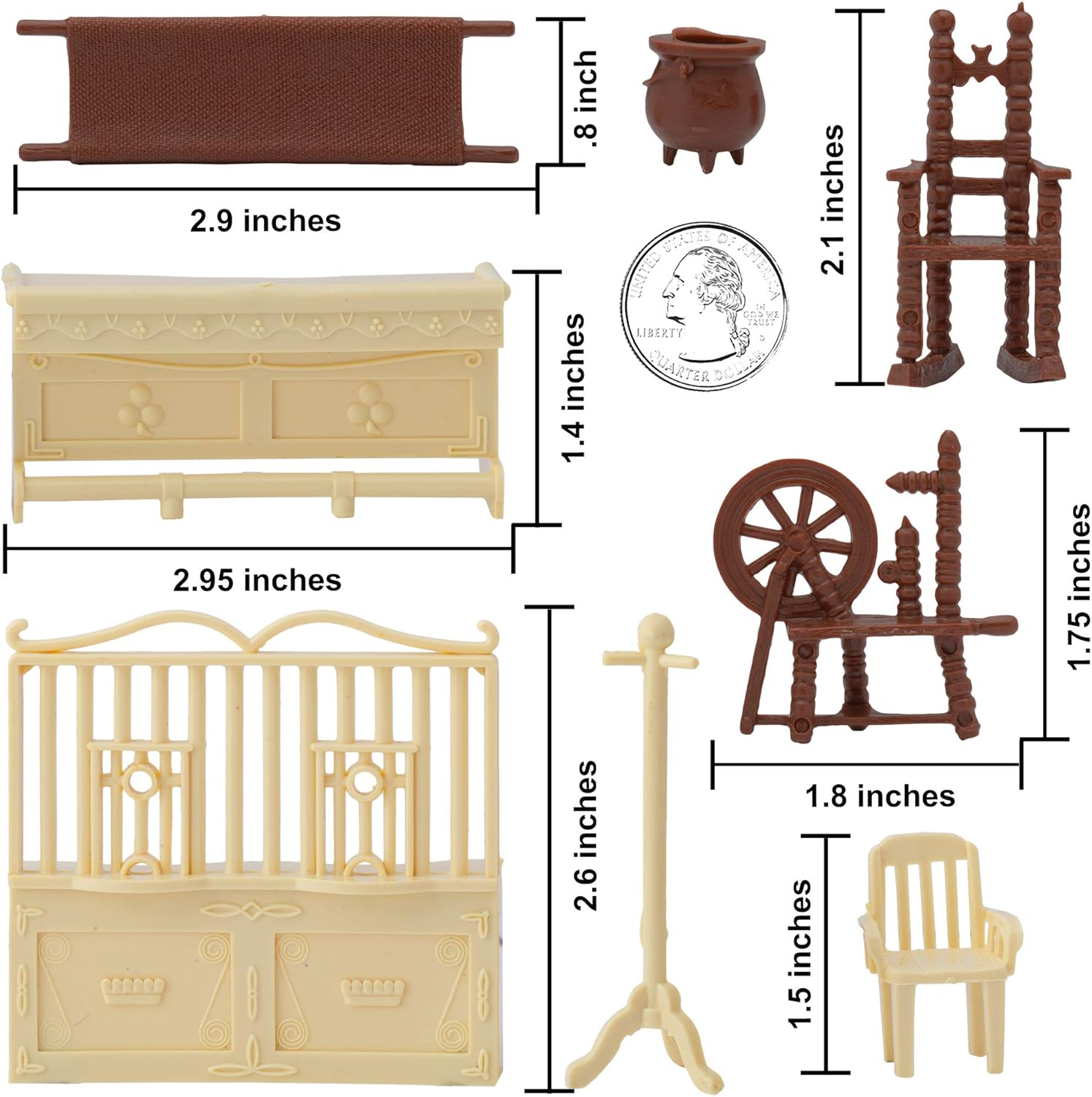 BMC Classic Marx – Muebles antiguos  40 piezas de accesorios de plástico para casa de muñecas