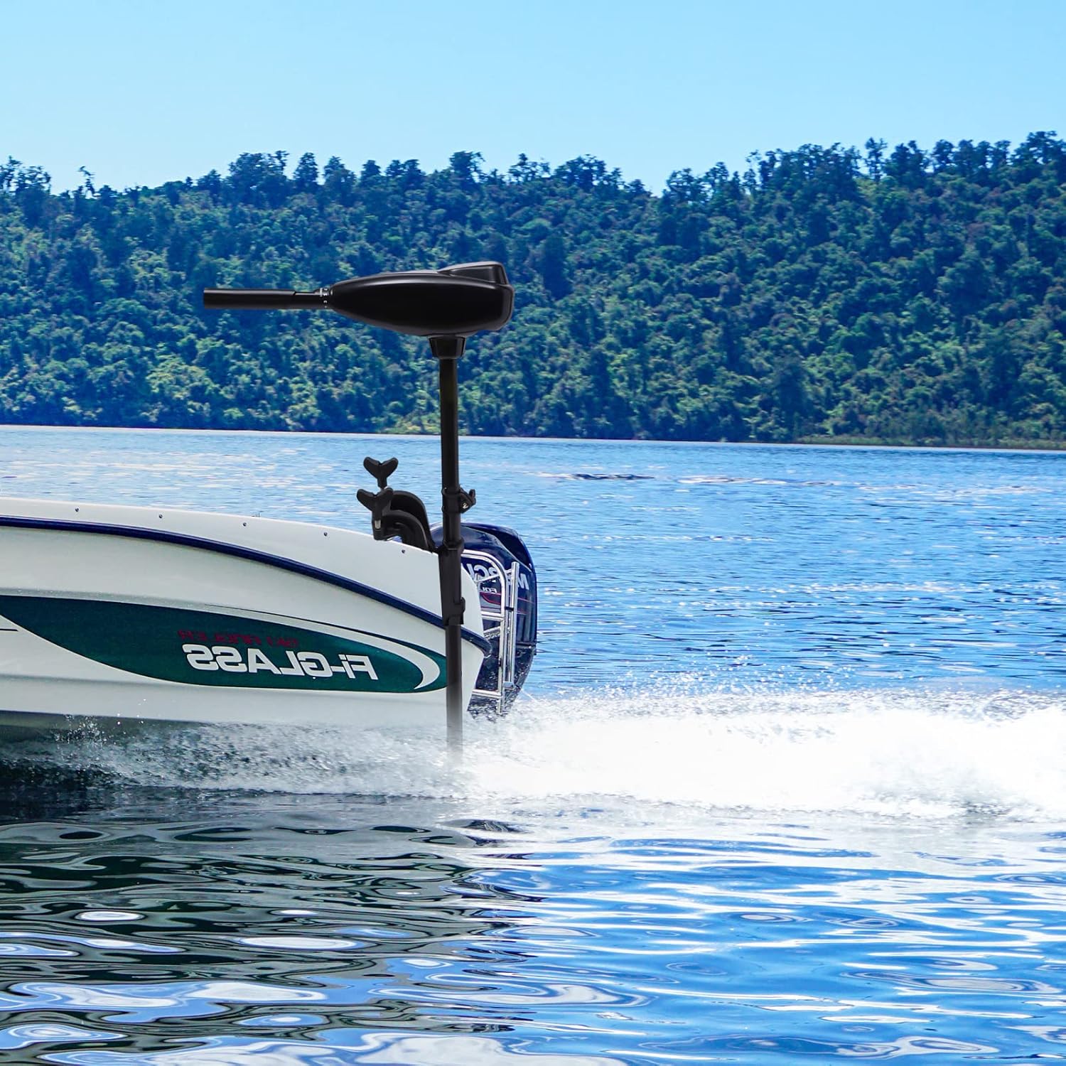 CNCEST Motor eléctrico de cepillo de pesca fuera de borda de 80 libras 12 V800 W, motor de barco de pesca inflable de ángulo ajustable con
